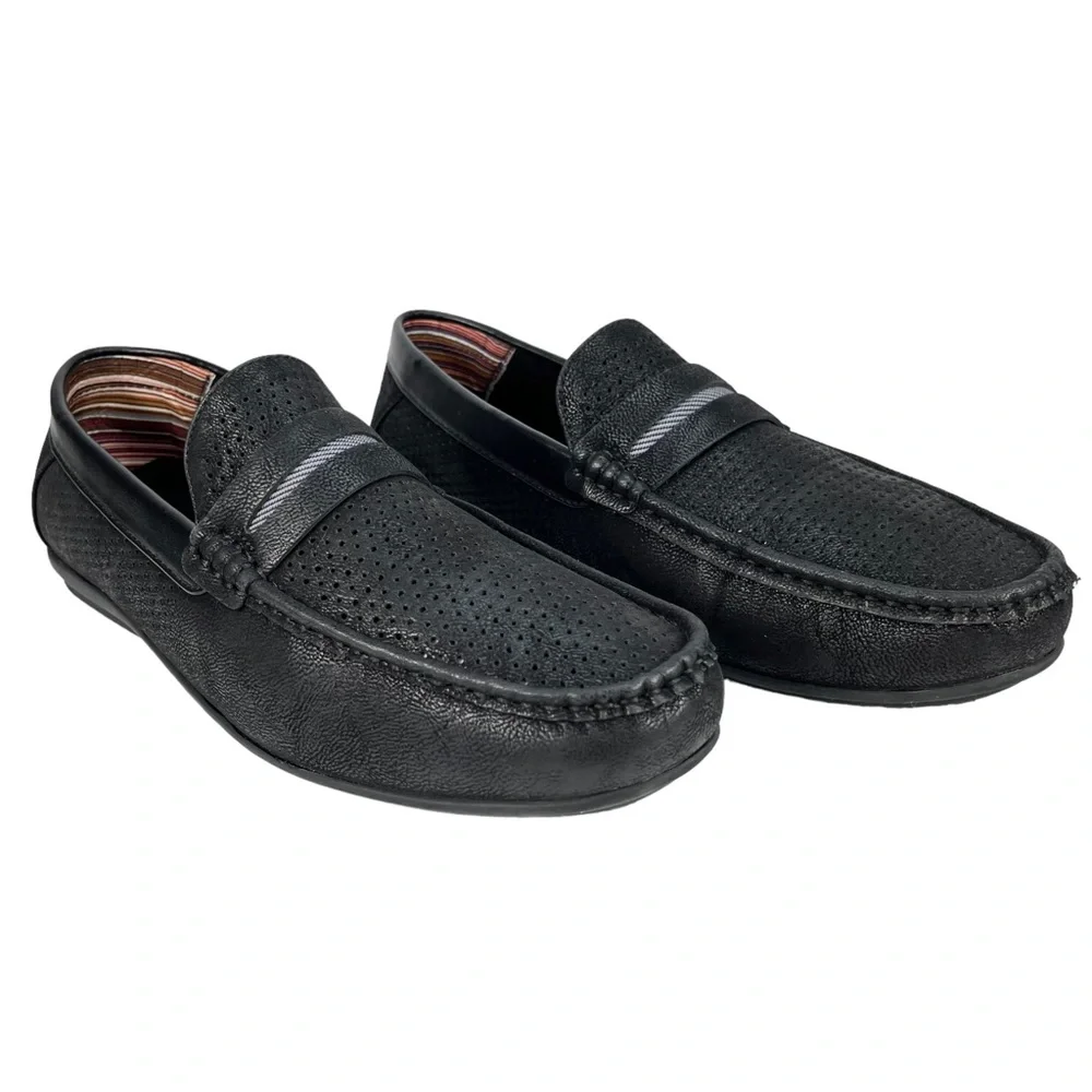 Stacy Adams | Corby Moc Toe Saddle Slip On Black Loafer | Men’s 12 M‎